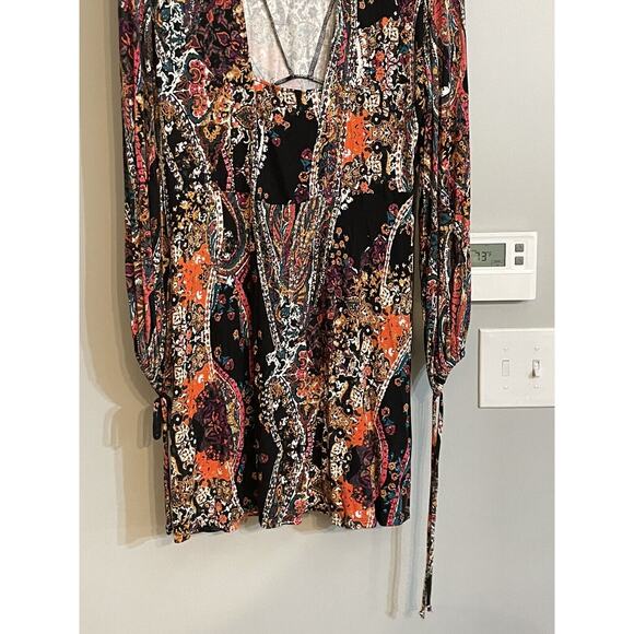 Free People Dress Womens All Dolled Up Floral Mock Neck Sz L New Cutout Sexy - Picture 5 of 12